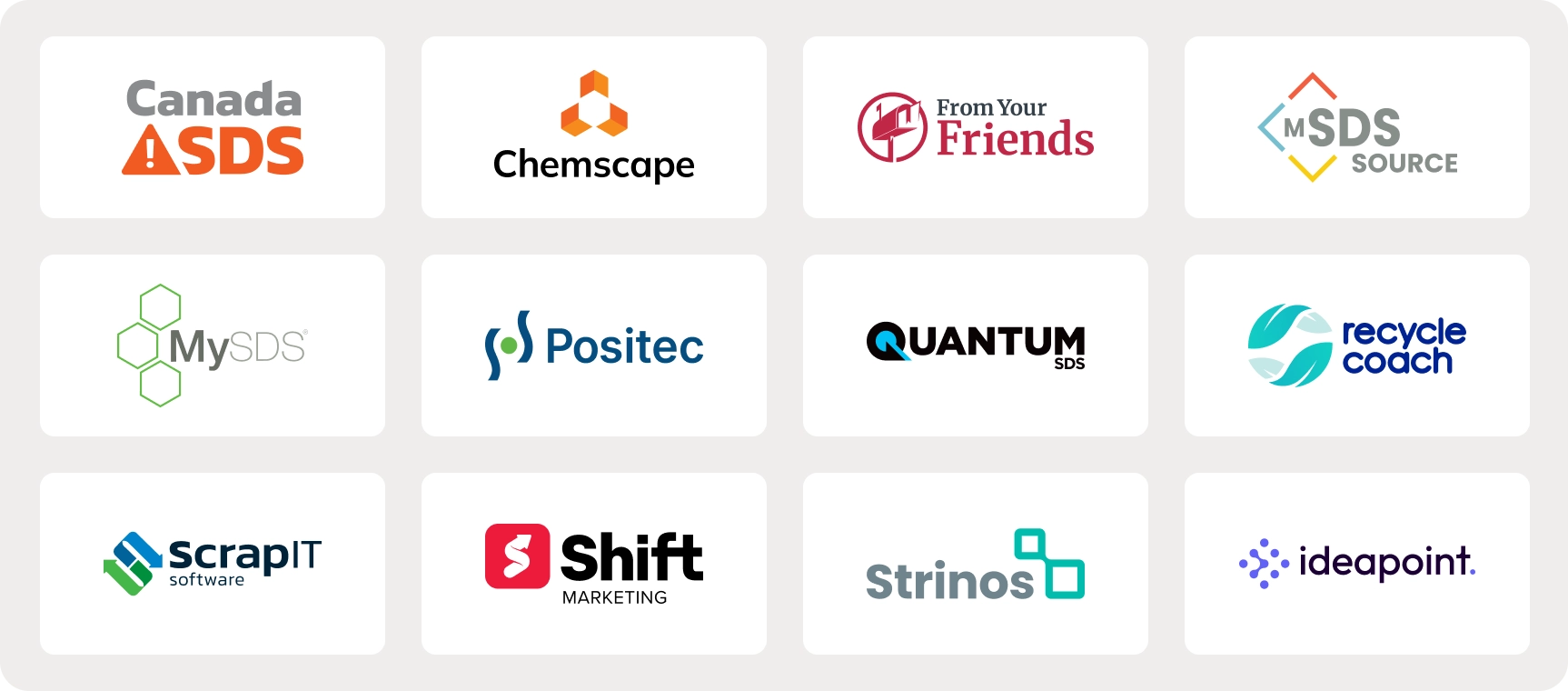Grid of logos of the software companies in the Quadshift portfolio